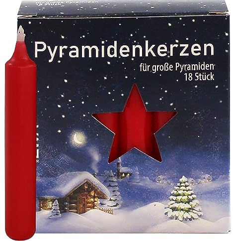 OLShop AG 3er Pack Pyramidenkerzen groß, Rot (Ø x H) 17 x 105 mm 54 Stück