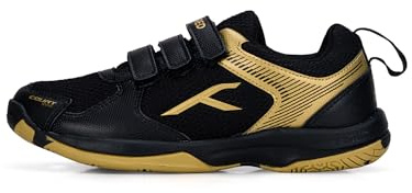 HUNDRED Herren Court Star Badminton-Schuh, Black Gold, 5 UK EU