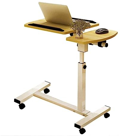 POCHY Betttische Überbetttisch, neigbarer Computertisch, C-förmiger Beistelltisch mit feststellbaren Rollen, Laptop-Schreibtisch, moderner mobiler Stehschreibtisch luxuriös