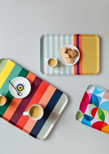 REMEMBER Mini Tablett Solena, B 33 x T 22.5 x H 2 cm, Melamin – Kleines Serviertablett aus Melamin mit farbenfrohem Design, dekoratives Tablett für Kaffee, Snacks oder Küche