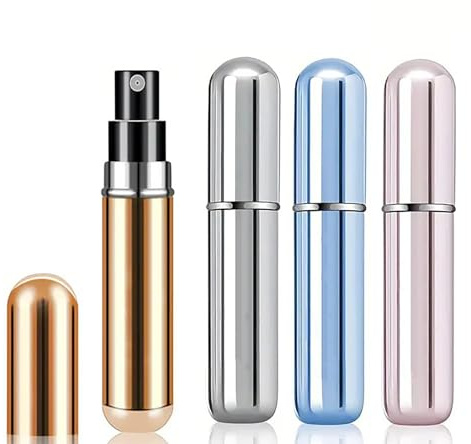 ChaneeHann 4PCS Perfume Atomiser, 5ML Refillable Perfume Spray Bottle, Portable Mini Spray Travel Bottle, Easy to Refill Empty Atomiser Bottle for Purse, Handbag, Pocket and Luggage