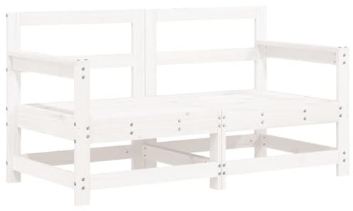 vidaXL Garten Ecksofa 2 STK., Modular Gartenmöbel, Sofa Lounge Sessel für Garten Terrasse Balkon, Gartensofa Gartensessel, Weiß Massivholz Kiefer