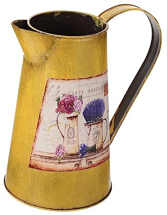 Retro Iron Flower Vase Creative Yellow Bucket for Fresh Silk Flowers