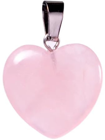 Colgante de piedra natural de cuarzo rosa con forma de corazón, gema semipreciosa para amor y curación. Regalos para mujeres., Piedra preciosa., Cuarzo