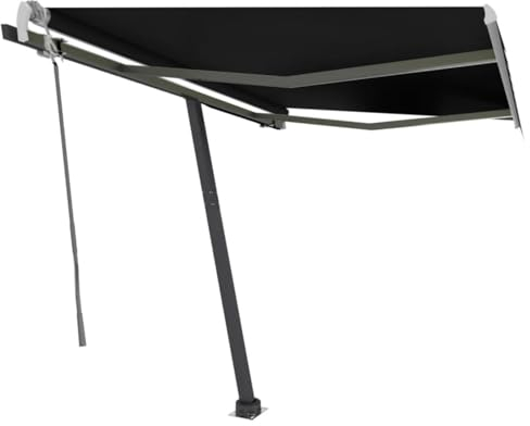 Homgoday Tenda a braccio snodato con tenda a LED retrattile manuale, tenda da sole da balcone, parasole regolabile in altezza e angolazione, per balcone, finestra, 300 x 250 cm, antracite