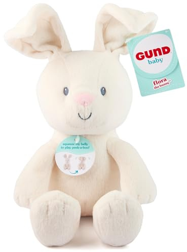GUND Baby Peek-a-Boo Flora Bunny Plush, Bunny Rabbit Stuffed Animal, Baby Toy for Ages 0 and Up, Cream, 7 (Batteries Not Required)