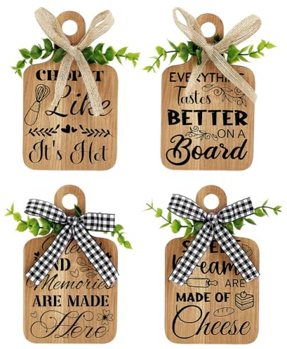 PH PandaHall 4pcs Planche à Découper en Bois Rustique pour Décoration Murale de Cuisine Ensemble de Panneaux de Signalisation Décoration Murale pour Salle à Manger Ou Cuisine de Ferme 15x9cm