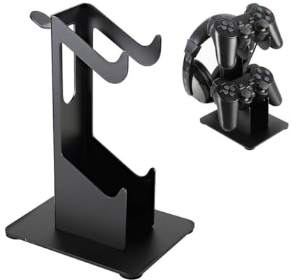 Folgtek Supporto per cuffie da tavolo a 2 ripiani, supporto per cuffie da gioco, supporto per cuffie da gioco, supporto per cuffie Sennheiser, Sony, Audio-Technica, Bose, Beats, Akg, ecc. (nero, 2