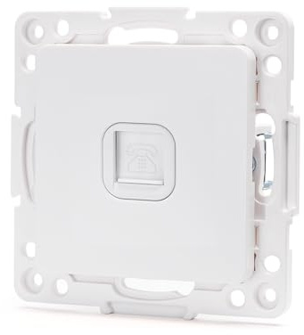 Anschlussstück für deutsche/französische 1-Wege-Telefonsteckdose in elegantem Weiß. Ideal für eine ordentliche und funktionale Installation in Ihrem Zuhause oder Büro.