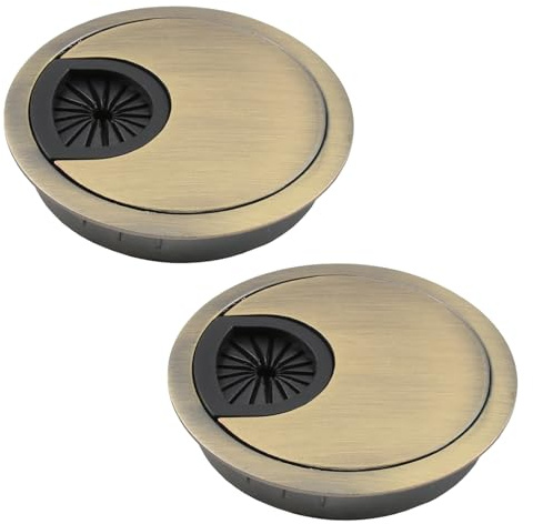 ltteea 2 Pack 60mm Desk Grommet Kit,Bronze Desk Hole Covers | Computer Desktop Grommets Cable Management Wire Organizers, Round Table Cable Hole Cover for Home Office, Bronze