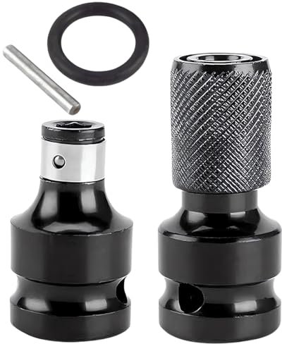 QIBZI Chiavi a bussola Adattatore per punta da trapano per avvitatore a percussione Adattatore per presa porta punta da trapano Adattatore per trapano elettrico nero da 2 pezzi