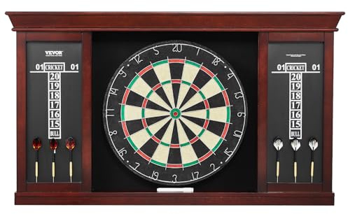 VEVOR Darttavla och skåpset, färdig-att-spel-bunt officiell storlek darttavla skåpset, stålspets dartskåp, har enkel montering, komplett med alla tillbehör, perfekt för cricketspel