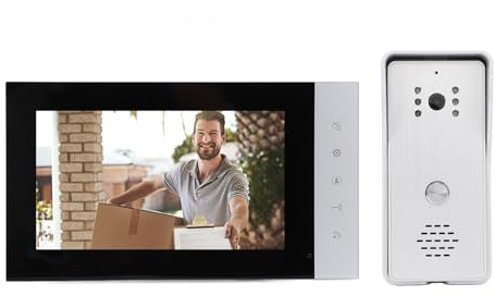 Depisuta Système D'interphone Vidéo Filaire, Caméra de Sonnette Vidéo de 7 Pouces avec Support de Moniteur, Déverrouillage Audio Bidirectionnel, Visiophone Filaire HD IR, Kits de Caméra