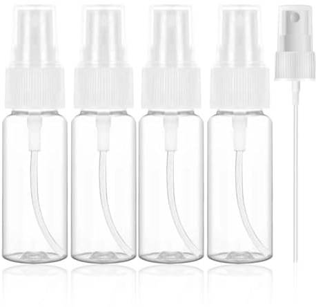 Solvica 20ml Travel Spray Bottle,4 PCS Small Spray Bottles,Plastic Fine Mist Clear Spray Bottle Refillable Containers Empty Mini Bottle for Traveling Make-up Skincare Cleaning
