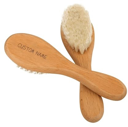 RoPox Personalisierte Babyhaarbürste - Sanfte Haarbürste für Neugeborene und Kleinkinder, individuell gravierbar, sichere Materialien, einfach zu reinigen, ideal für empfindliche Haut