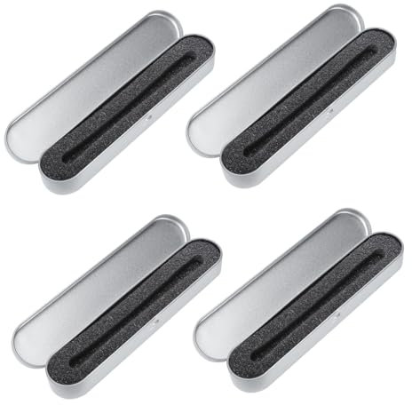 Gogogmee 4pcs Square Metal Tin Box for Pens Tinplate Pen Box Storage Stationery
