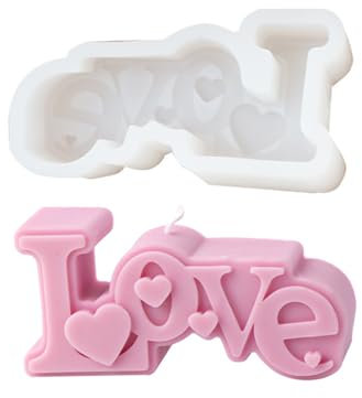 Xidmold Love Candle Mould, Love Silicone Mold for Fondant, Chocolate, Soap, Epoxy Resin, Plaster, Wedding, Valentine's Day (I)