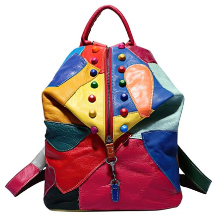 Moxeupon Mochila Hippie Travel, mochila de Hippie | Trabajo de trabajo de cuero | Bolso escolar de, bolso antirrobo, paquetes de día casuales para estudiantes, Colorido2, Se référer au