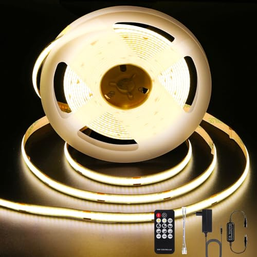 ANTENLICHT Striscia LED COB 10M Bianco Naturale 4000K 72W, Strip LED Dimmerabile con Telecomando, CRI90+, 24V Larghezza 8mm, Striscia LED Adesivo Tagliabile