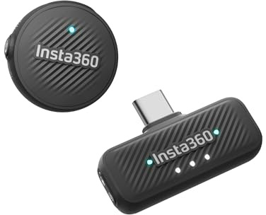 Insta360 Mic Air (1 TX + 1 RX), Noise Cancelling, 300m Range, Wireless Microphone for USB-C iPhone/Android/PC/Mac, Vlog, Streaming
