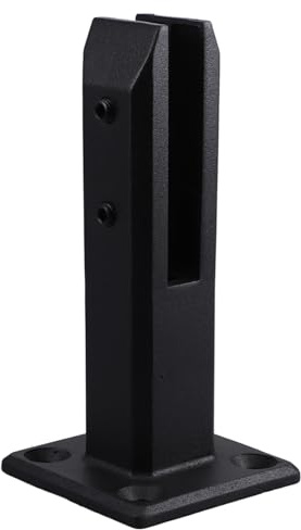 Gadpiparty Stainless Steel Stair Glass Railing Clip Floor Mount Bracket, Balustrade Post Glass Holder Clamp Set for Indoor Staircase and Balcony Fencing, 160mm Matte Black Cover and Screws