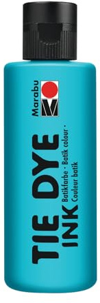 Marabu TIE DYE INK Batikfarbe in Karibik, 80 ml Farbe auf Wasserbasis, vegan, strahlende Stofffarbe für helle Textilien bis 20% Kunstfaseranteil, 17300004091
