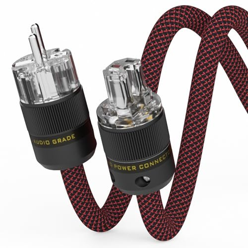 Monosaudio D506 High-End HiFi Netzkabel, audiophiles Stromkabel 2 m mit Aluminiumfolienabschirmung, C15-Kaltgerätekabel mit EU Schuko und IEC Stecker für DVD/Verstärker/Decoder/Subwoofer/AMP