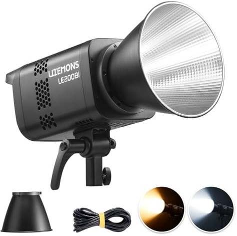 Godox LE200Bi 220 W tvåfärgad LED-videolampa, 2800 K~6500 K, CRI 98, 57700 Lux/1 m, LED permanent ljuskälla med Bowens-hållare, bärbar LED-studio för fotografering och live-streaming