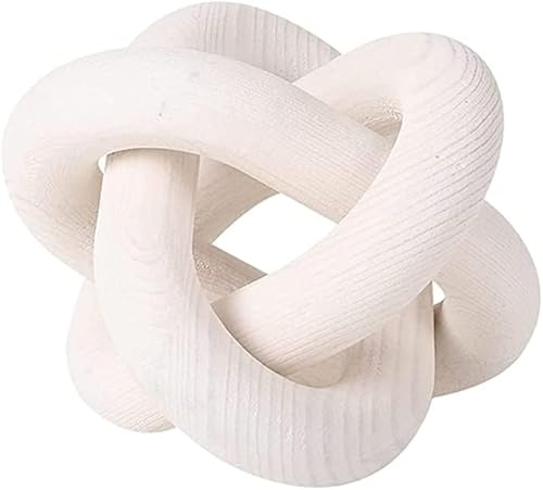 Decoración de eslabones de cadena de madera con nudo de 3 eslabones, adornos decorativos para mesa de café, objeto de madera, sala de estar