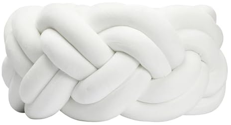 XIUsheUA Handknuten kudde 300/400 cm handknuten kudde, flätat dekorativt skydd för kudde (vit 2,400 cm-157 tum)
