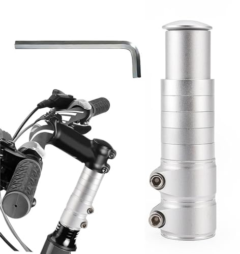 Megcdtr Manubrio per bicicletta, montante per manubrio della bicicletta, con chiavi esagonali, in alluminio, per manubrio da 28,6 mm, da 1 a 1/8 (nero)