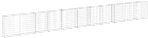 Nqyjm Trädgårdsnät staket vägg i gabion med lock av galvaniserat stål 900 x 30 x 100 cm, gabionkorg stenbur för utomhusterrass dekorativ gräsmatta