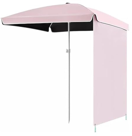 KXWOQ3ED Ombrellone da Giardino Esterno da 160 cm con Tendina Parasole, Ombrellone da Balcone Quadrato, Protezione UV per Spiaggia, Terrazze, Mercato(Pink)