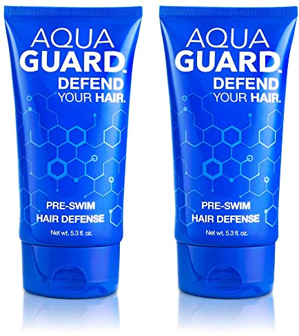 AQUA GUARD Pre-Swim Hair Defense | No More Swim Hair | Prevents Chlorine Damage + Softens Hair While Swimming | Made in California | Color Safe, Leaves Hair Smelling Great | 5.3 oz (2 Pack)