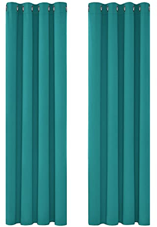 Deconovo Verdunkelungsvorhang Kälteschutz Gardinen Wohnzimmer Vorhang Blickdicht, 180x140cm(HöhexBreite), Türkis, 2er Set