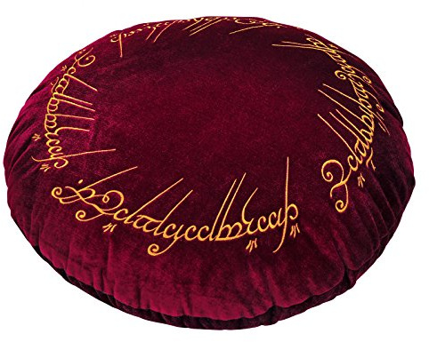 Elbenwald Seigneur des Anneaux Oreiller d'une Bague Motif Broderie Ronde Ø 43 cm Velours Rouge