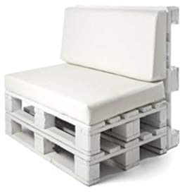 SERMAHOME Colchoneta y Respaldo para Sofas de Palet. Cojines Rellenos de Espuma para Sofa de Exterior. Color Blanco | Cojines de Sofa Chill out, Interior y Exterior, Sofa de Jardin | No Incluye Palet