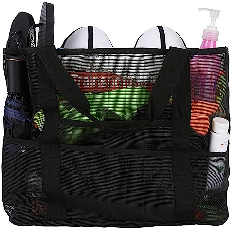 Faletony Strandtasche XXL Familie Badetasche Groß Strandtasche mit Reißverschluss Mesh Beach Bag Faltbare Badetasche für Damen Herren für Reisen Einkaufen und Alltag