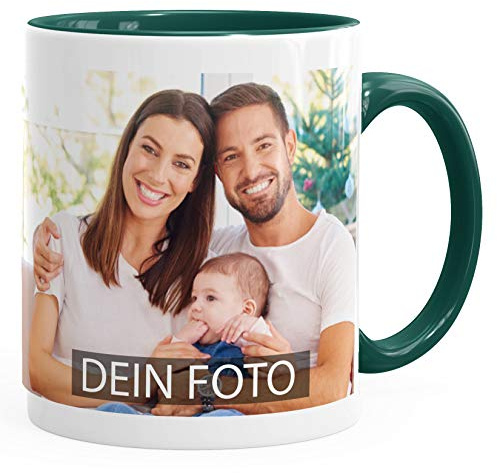 MoonWorks® Fototasse, Tasse mit Foto und Text selbst gestalten, personalisierte Geschenke, Fotogeschenke Gruen unisize