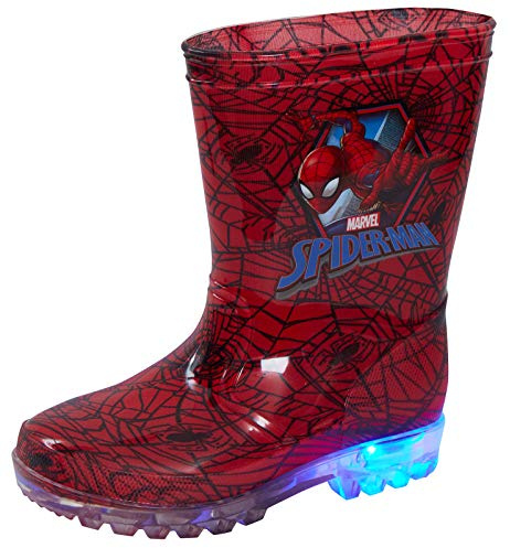 Marvel Spiderman Bottes en caoutchouc lumineuses pour enfant, pour la neige ou la pluie - Rouge - Rouge., 27 EU
