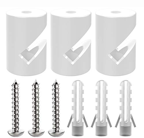 ZOHAR 3 Stück Wand- und Deckenpins - V - für Textilkabel Weiß | Deckenbefestigung Affenschaukel Aufputz-Kabelhalter für Lampe DIY mit Schrauben und Dübeln