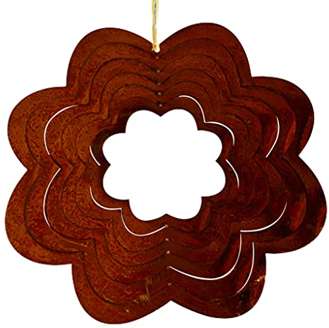 Windspiel Spirale Blume 25 cm im Rost Design - Garten Deko, Rostdeko, Hänger, Fensterschmuck