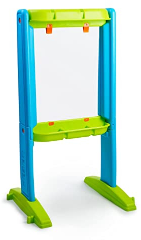 FEBER - Art & Fun Board, Kindertafel in Form einer transparenten Staffelei zum Malen und Spielen, mit 2 farbigen Markern, Aufklebern und Büroklammern zum Durchzeichnen, Famosa (800013532)