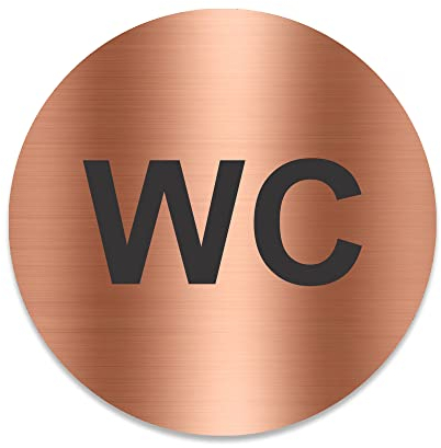 Blacked LaserTEC Leitsysteme - Acryl Schild - Rund 10 cm Durchmesser - Selbstklebend - Kupfer gebürstet - Metall-Optik - UV beständig - Für Innen und Außen (WC)