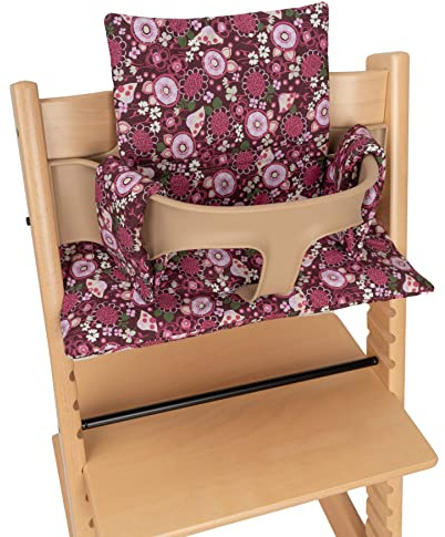 Stokke Kissenbezug für Hochstuhl, Tripp Trapp, kompatibel mit mitwachsendem Modell (Lila Blume)