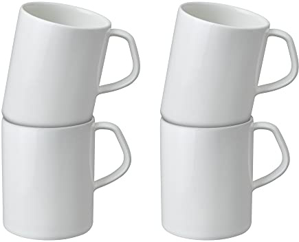 Denby White Porcelain Small Coffee Mug Set of 4-200ml Classic Simple Tea Mug Set for Home & Office - Dishwasher Safe, Microwave Safe - Chip Resistant