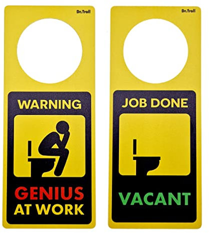 POMING Cartel de NO Molestar para WC. Warning - Genius at Work