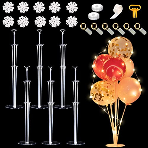 PIXHOTUL Decorazione per palloncini, 6 set di supporti per palloncini, 10 clip per palloncini, materiale plastico di alta qualità, perfetto per compleanni, baby shower, matrimoni e molto altro ancora