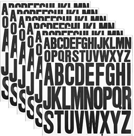 WJRQD Adesivi Lettere Alfabeto Grandi, 2,5cm 5cm Adesivi Murali Lettere Alfabeto Grandi Lettere Autoadesive in Vinile Impermeabili per Artigianato, Cassette Postali- 6 fogli (Nero)