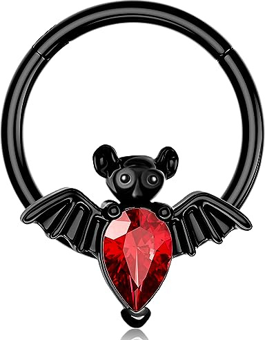 Melighting 16G Halloween Septum Ring Cartiage Hoop Conch Ohrring Edelstahl Hinged Clicker Helix Piercings Daith Tragus Rook Schmuck Fledermaus Septum Piercing Schmuck für Frauen, Edelstahl